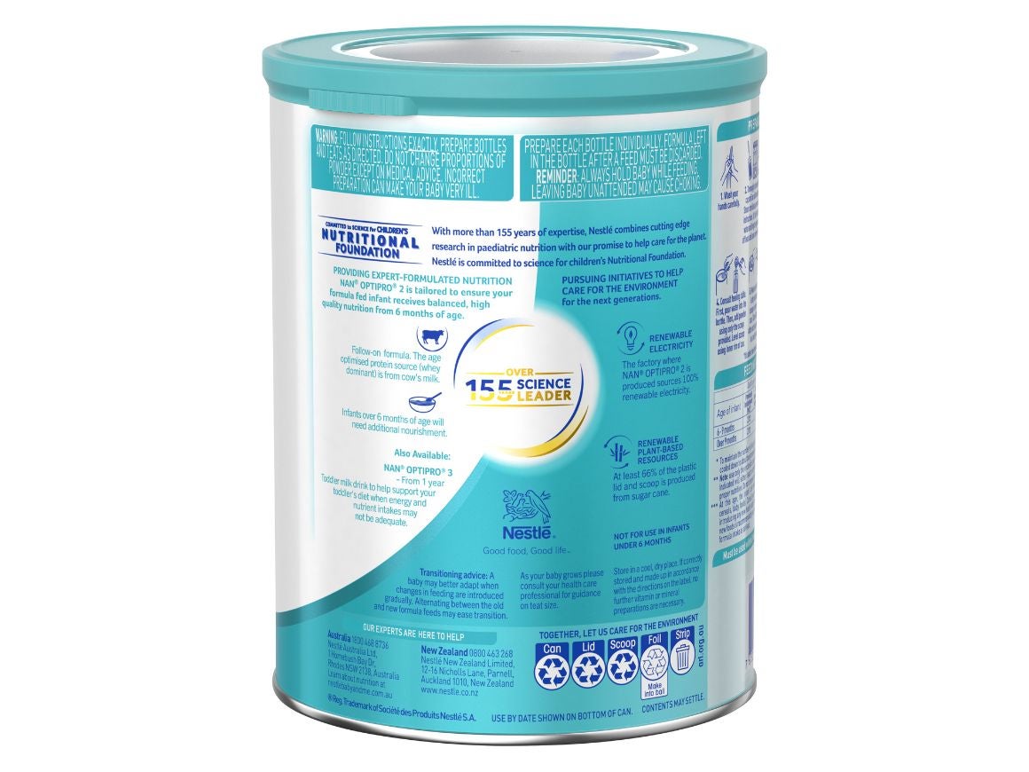 Nestlé Opti-Pro NAN 2, Follow-on Milk Formula from 6 to 12 Months, 190 ml /  6.42 oz Liquid Tetra-Brick (pack of 3)