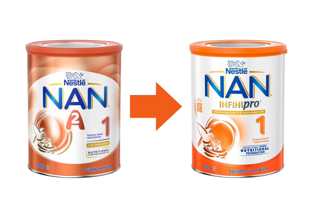 NAN A2 Stage 1 infant formula is now called NAN INFINIpro Stage 1 infant formula