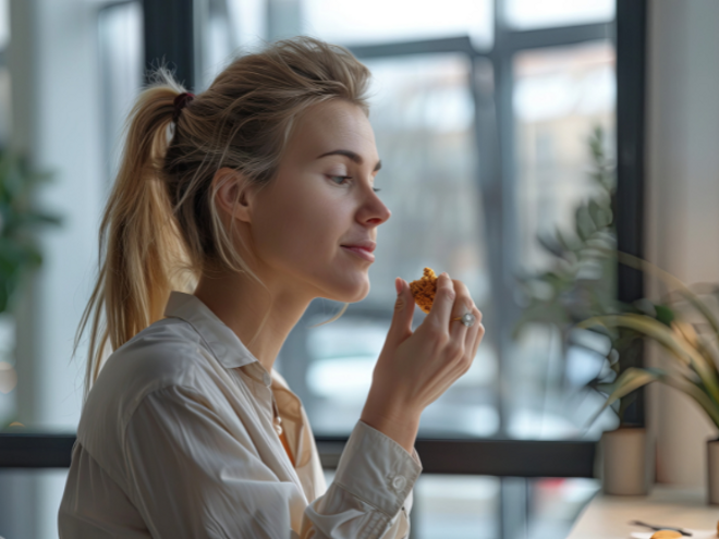 Woman snacking