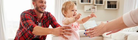 Toddler taking her first steps